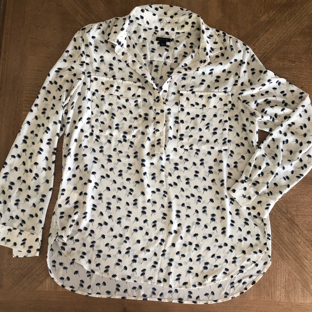 Ann Taylor tropical palm tree blouse, size large
